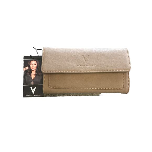 Vanessa William NWT Tan Wallet Wristlet Suede Snap Over - Picture 1 of 6